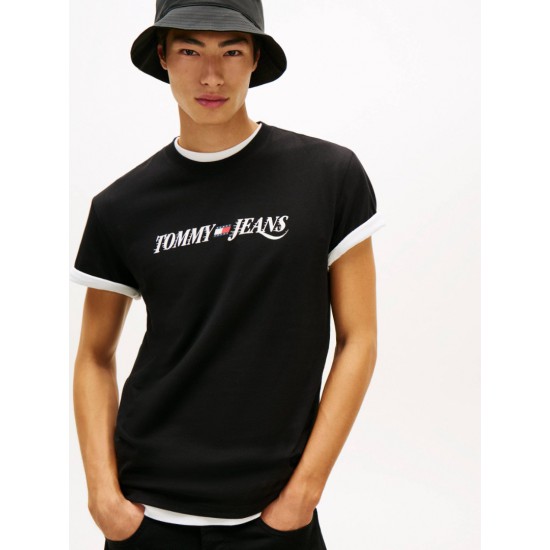 Tommy Jeans  Ανδρικό T-Shirt VINTAGE LA SS TEE Regular Fit DM0DM22548-BDS(Μαύρο)