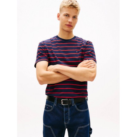 Tommy Jeans Ανδρικό T-Shirt STRIPE SS TEE EXT Regular Fit DM0DM22544-C1G(Navy/Red Stripe)