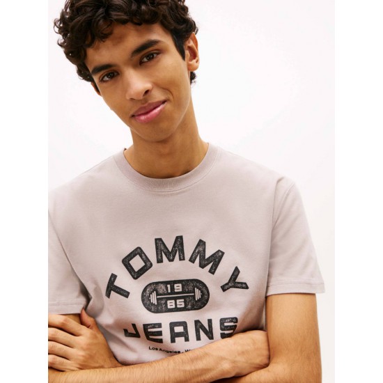 Tommy Jeans  Ανδρικό T-Shirt TJ GYM SS TEE Regular Fit DM0DM22551-PKE(Μπεζ)
