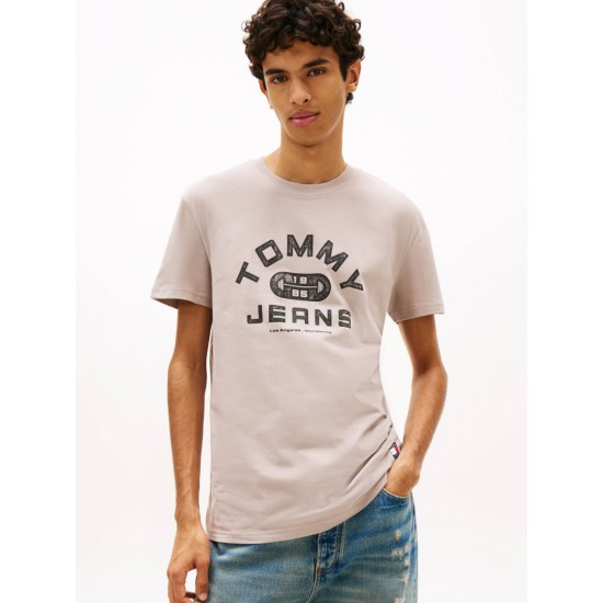 Tommy Jeans  Ανδρικό T-Shirt TJ GYM SS TEE Regular Fit DM0DM22551-PKE(Μπεζ)