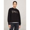 Tommy Jeans Γυναικείο Φούτερ Glitter Varsity Crew Regular Fit DW0DW19845-BDS (Μαύρο)