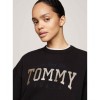 Tommy Jeans Γυναικείο Φούτερ Glitter Varsity Crew Regular Fit DW0DW19845-BDS (Μαύρο)