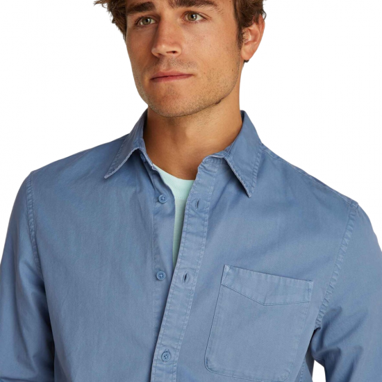 TOMMY JEANS Ανδρικό Βαμβακερό Πουκάμισο Washed Twill Regular Fit Shirt DM0DM20877-DY8 (Μπλε)