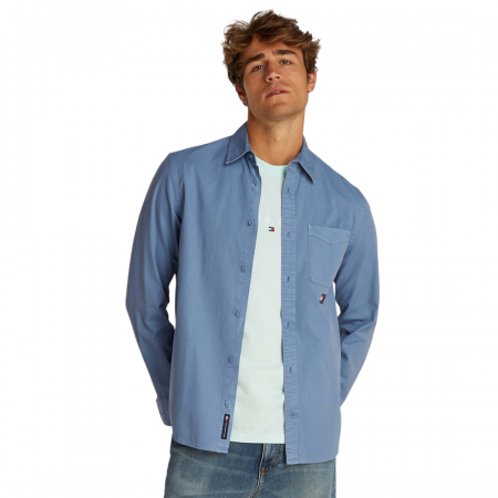 TOMMY JEANS Ανδρικό Βαμβακερό Πουκάμισο Washed Twill Regular Fit Shirt DM0DM20877-DY8 (Μπλε)