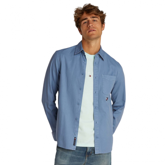 TOMMY JEANS Ανδρικό Βαμβακερό Πουκάμισο Washed Twill Regular Fit Shirt DM0DM20877-DY8 (Μπλε)