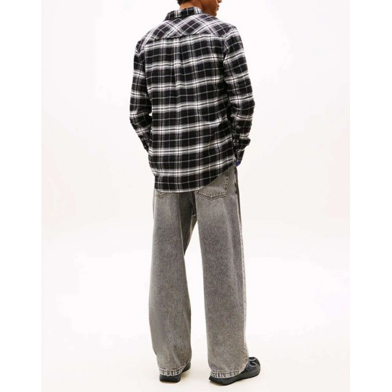 TOMMY JEANS Ανδρικό Βαμβακερό Πουκάμισο Καρό Regular Fit Flannel Shirt DM0DM22024-BDS(Μαύρο)