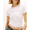 Tommy Jeans  Γυναικείο Βαμβακερό T-Shirt LINEAR SLIM FIT DW0DW18398-YBL(Λευκό)