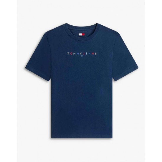 Tommy Jeans  Γυναικείο Βαμβακερό T-Shirt COLOR LINEAR SS TEE EXT RELAXED FIT DW0DW22784-C1G(Navy)