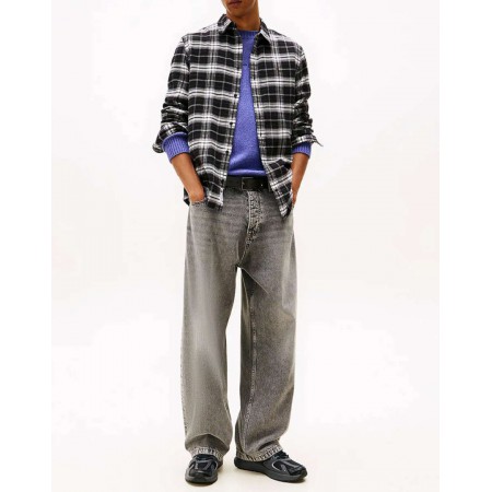 TOMMY JEANS Ανδρικό Βαμβακερό Πουκάμισο Καρό Regular Fit Flannel Shirt DM0DM22024-BDS(Μαύρο)