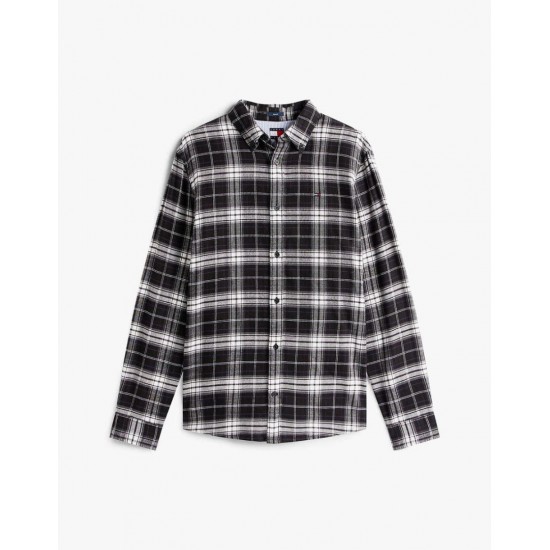 TOMMY JEANS Ανδρικό Βαμβακερό Πουκάμισο Καρό Regular Fit Flannel Shirt DM0DM22024-BDS(Μαύρο)