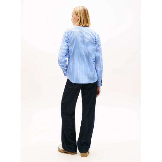 Tommy Jeans Γυναικείο Πουκάμισο Ποπλίνα με Ρίγα Regular Fit DW0DW22211-0A5(Μπλέ)