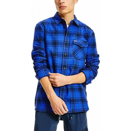 Tommy Jeans Men's Flannel Plaid Shirt Court Blue Check