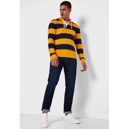 GANT Men's Cotton Regular Fit Barstripe Heavy Rugger Hoddie 2005044 710 Ivy Gold