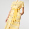 Lacoste Women's Cotton Piqué Belted Striped Polo Dress EF0607 00 RZC Yellow