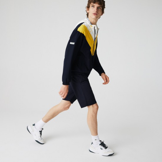 Lacoste Ανδρική Ελαστική Βαμβακερή Βερμούδα Στενή Γραμμή FH9542 00 166 Μπλε Σκούρο