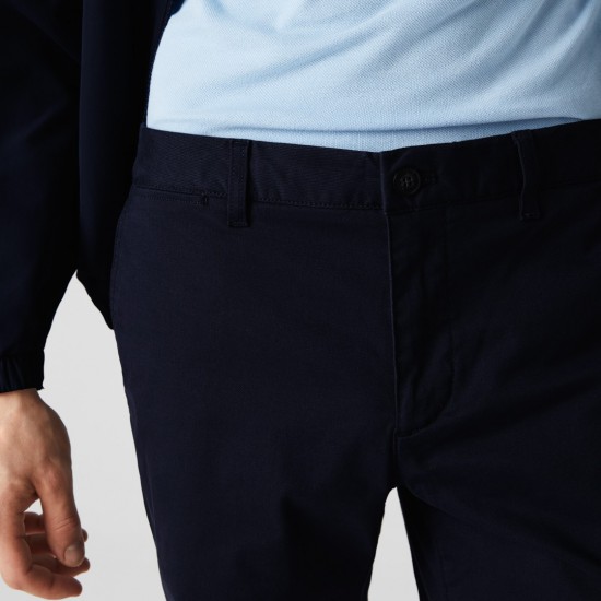 Lacoste Ανδρική Ελαστική Βαμβακερή Βερμούδα Στενή Γραμμή FH9542 00 166 Μπλε Σκούρο