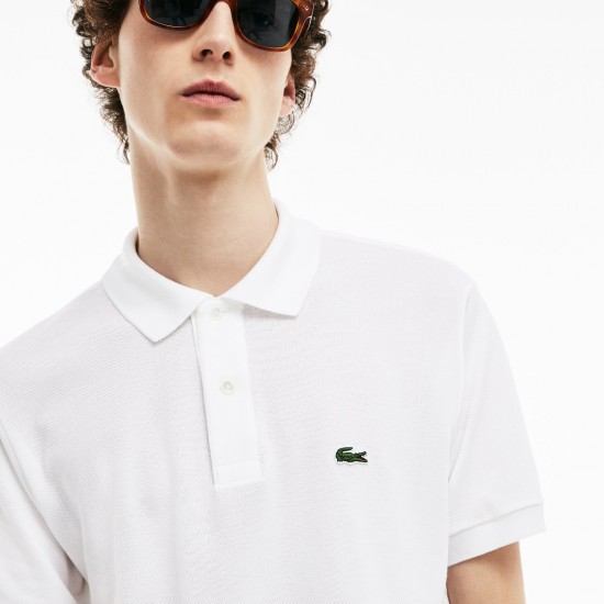 Lacoste Ανδρική Βαμβακερή Polo Pique Μπλούζα Κανονική Γραμμή L.12.12 00 001 Λευκό