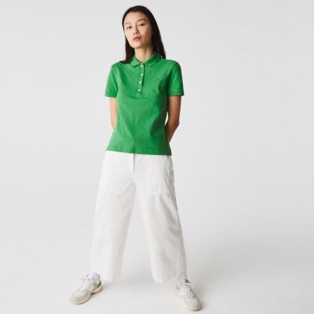 Lacoste Women's Slim fit Stretch Cotton Piqué Polo Shirt Green