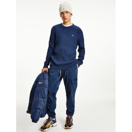 Tommy Jeans Men's Cable Sweater Twilight Navy