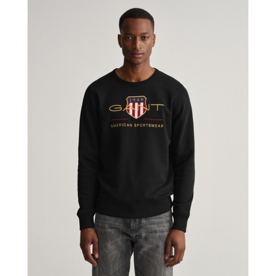 Gant Men's Regular Fit Archive Shield Sweat 2046071 5 Black