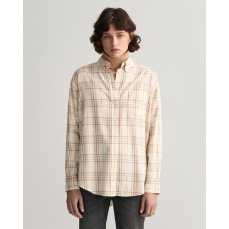 Gant Women's Relaxed Fit Check Flannel Shirt Linen