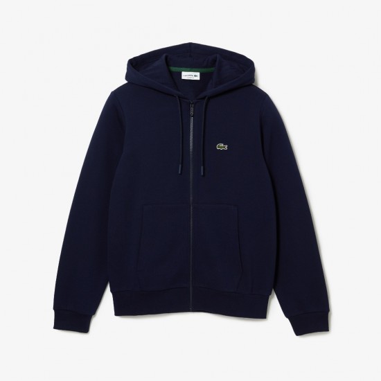 Lacoste Men's Cotton Regular Fit Kangaroo Pocket Fleece Sweatshirt SH9626 00 166 Navy Blue