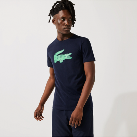 Lacoste Men's SPORT 3D Print Crocodile Breathable Jersey T-shirt Navy Blue