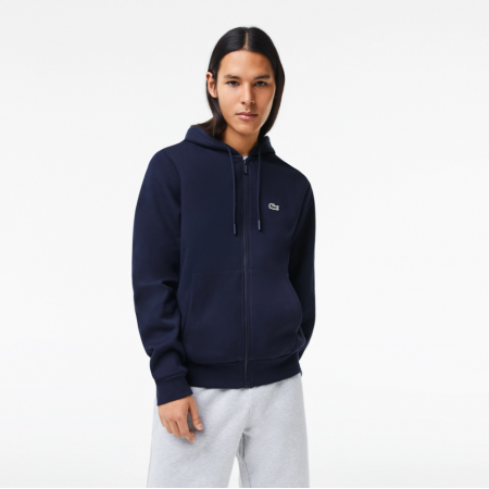 Lacoste Men's Kangaroo Pocket Fleece Sweatshirt SH9626 00 166 Navy Blue