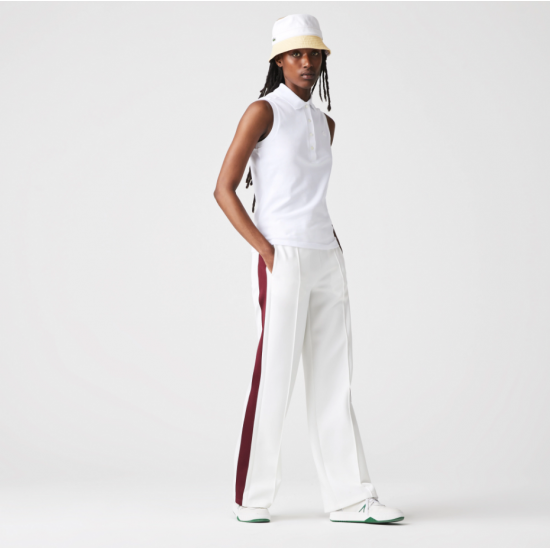 Lacoste Γυναικεία Βαμβακερή Αμάνικη Polo Μπλούζα Slim Fit PF5445 00 001 Λευκή
