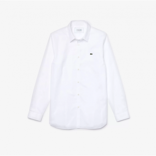 Lacoste Men's Slim Fit Stretch Cotton Poplin Shirt CH2668 00 001 White