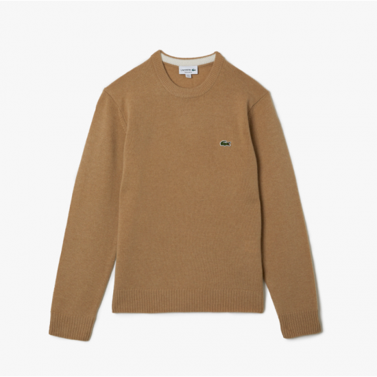 Lacoste Men's Regular Fit Crew Neck Wool Sweater AH1988 00 GE2 Beige