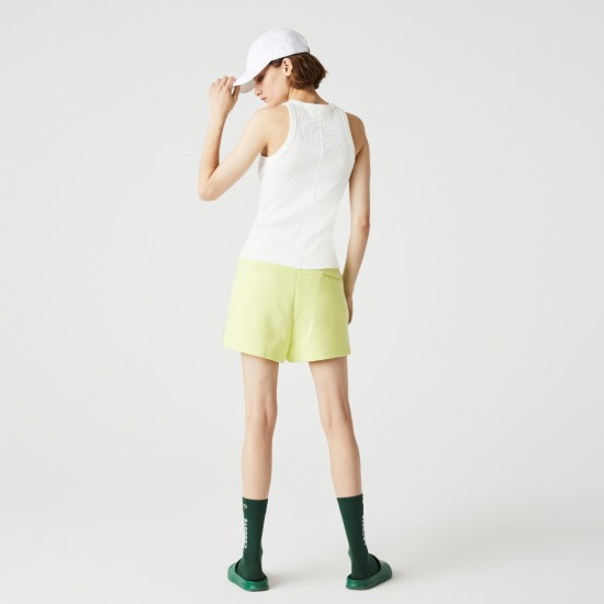 Lacoste Γυναικεία Βαμβακερή Αμάνικη Μπλούζα με Ραβδώσεις Στενή Γραμμή TF1245 00 NYV Λευκή