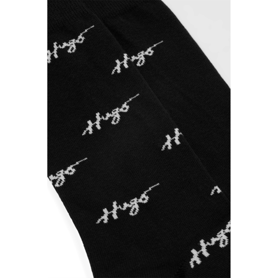 HUGO BOSS Ανδρικο Πακετο Δυο Ζευγαριων Καλτσας Allover CC με Logo 50491194 001 Μαυρη