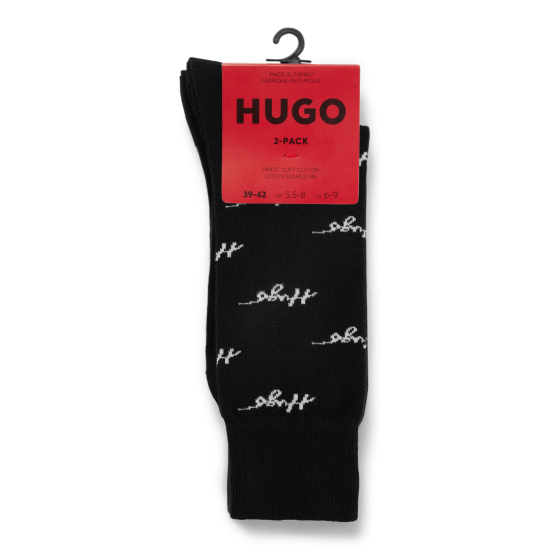 HUGO BOSS Ανδρικο Πακετο Δυο Ζευγαριων Καλτσας Allover CC με Logo 50491194 001 Μαυρη
