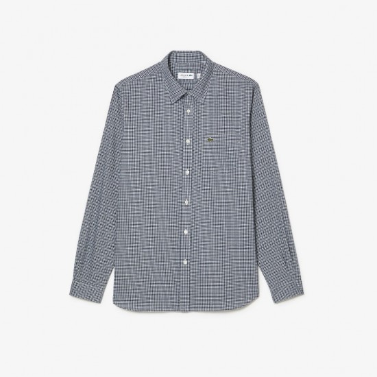 Lacoste Men's Cotton Regular Fit Flannel Checked Shirt CH1885 00 KG2 Blue