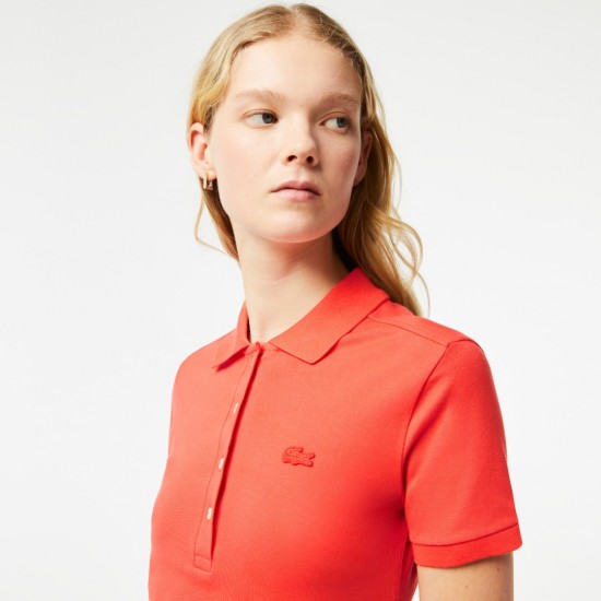 LACOSTE Women's Stretch Cotton Piqué Polo Dress EF5473 00 02K Orange