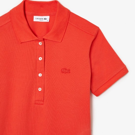 LACOSTE Women's Stretch Cotton Piqué Polo Dress EF5473 00 02K Orange