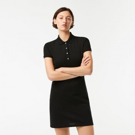 LACOSTE Women's Stretch Cotton Piqué Polo Dress EF5473 00 031 Black