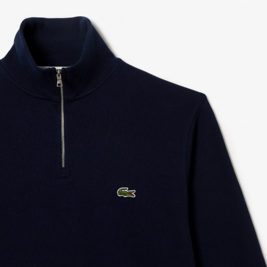 Lacoste Ανδρικό Βαμβακερό Half-Zip Φούτερ Με Φερμουάρ Κανονική Γραμμή SH1927 00 166 Μπλε Σκούρο