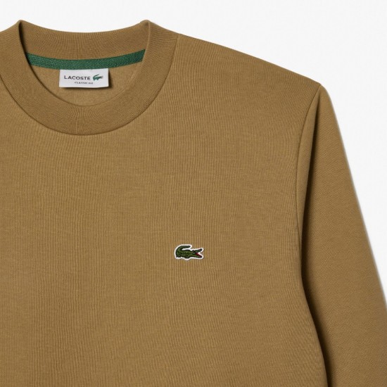 Lacoste Ανδρικό Βαμβακερό Brushed Φούτερ Κανονική Γραμμή SH9608 00 SIX Καφέ Ανοιχτό