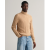 Gant Men's Cotton Cable Knit Turtleneck Sweater 8050607 296 Khaki Mel