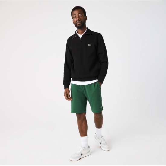 Lacoste Ανδρικό Βαμβακερό Half-Zip Φούτερ Με Φερμουάρ Κανονική γραμμή SH1927 00 031 Μαύρο