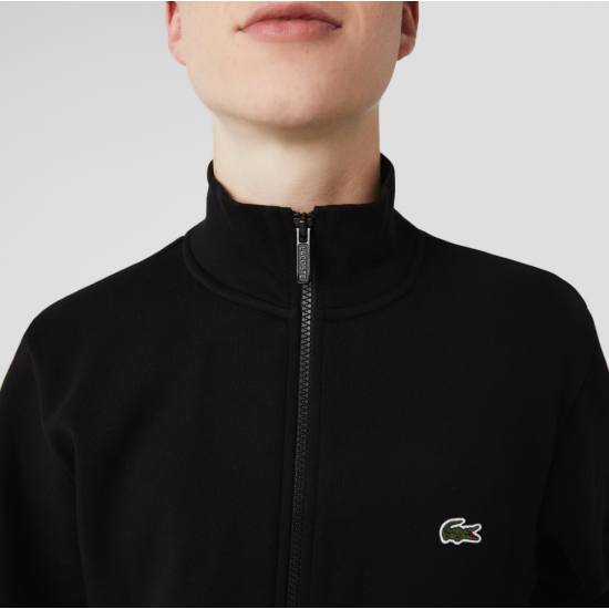 LACOSTE Men's Cotton Regular Fit Brushed Fleece Zip-Up Sweatshirt SH9622 00 031 Black