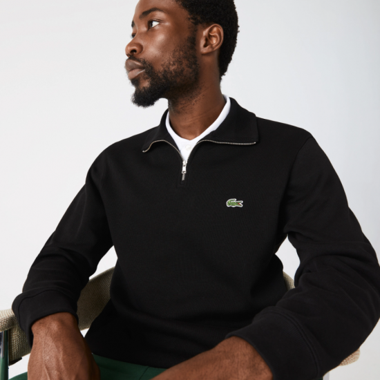 Lacoste half shop zip ribbed sweatshirt