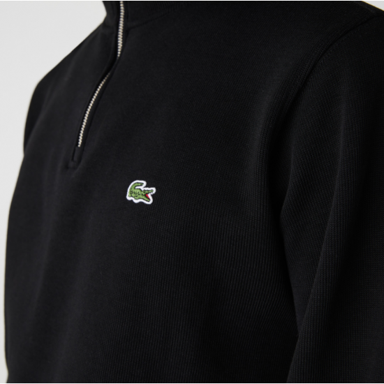 Lacoste Ανδρικό Βαμβακερό Half-Zip Φούτερ Με Φερμουάρ Κανονική γραμμή SH1927 00 031 Μαύρο