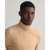 Gant Men's Cotton Cable Knit Turtleneck Sweater 8050607 296 Khaki Mel