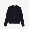 Lacoste Γυναικεία Μάλλινης Υφής Ζακέτα Cable Knit AF0904 00 L6L Μπλε Σκούρο