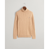 Gant Men's Cotton Cable Knit Turtleneck Sweater 8050607 296 Khaki Mel