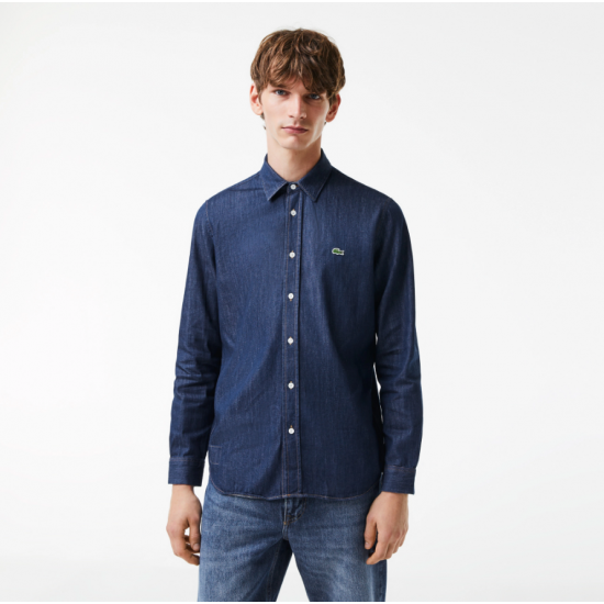 Lacoste Men's Regular Fit Organic Cotton Denim Shirt CH0197 00 QJH Blue