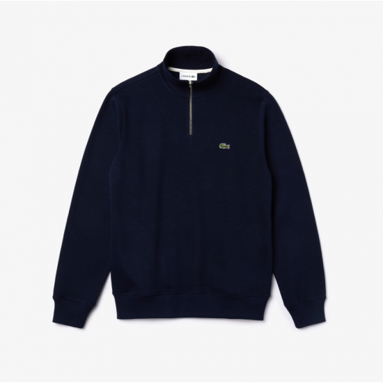 Lacoste Ανδρικό Βαμβακερό Half-Zip Φούτερ Με Φερμουάρ Κανονική Γραμμή SH1927 00 166 Μπλε Σκούρο